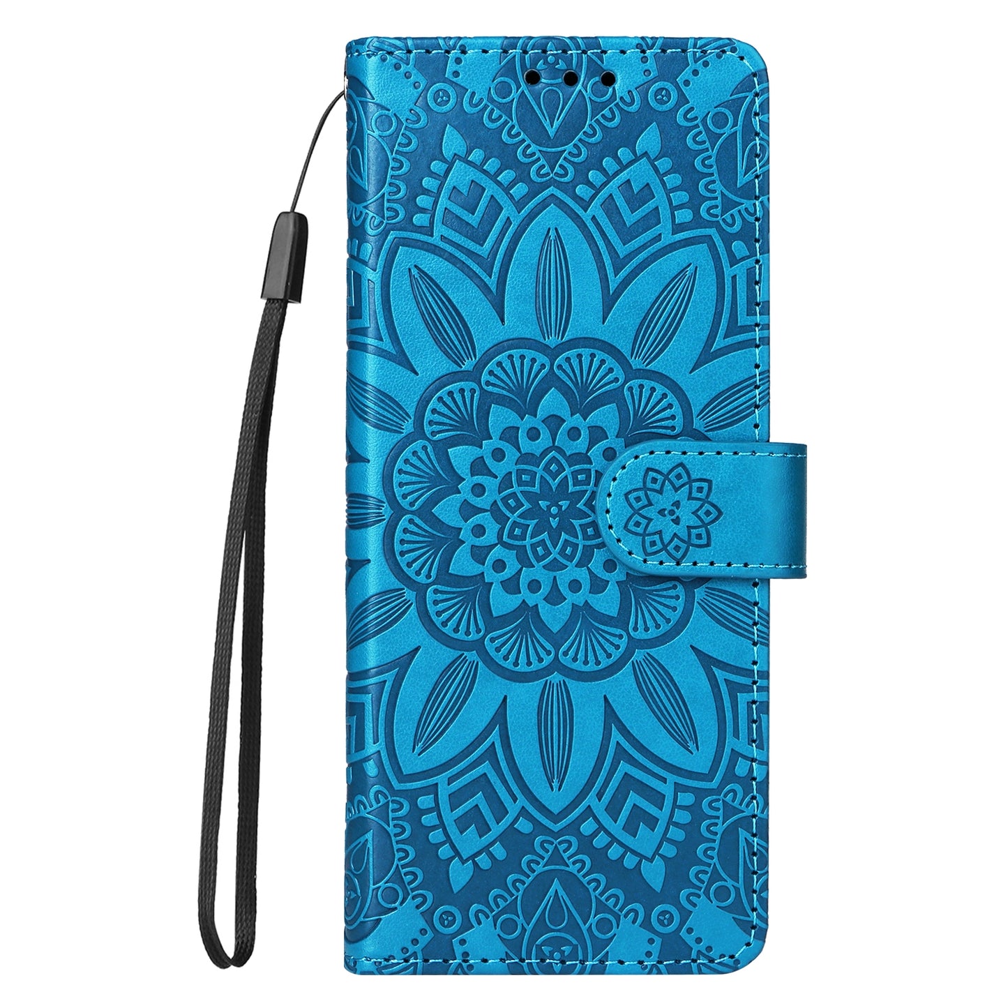 Samsung Galaxy Z Fold3 5G Sunflower Embossed Leather Wallet Phone Case with Kickstand and Card Holder