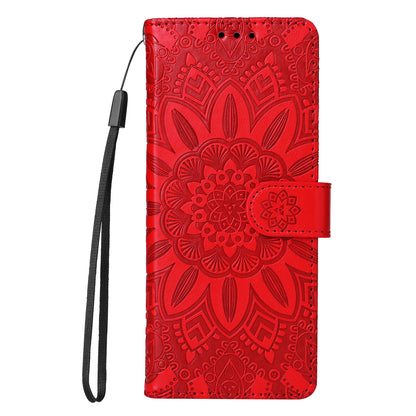 Samsung Galaxy Z Fold4 5G Sunflower Embossed Leather Wallet Phone Case with Kickstand and Card Holder