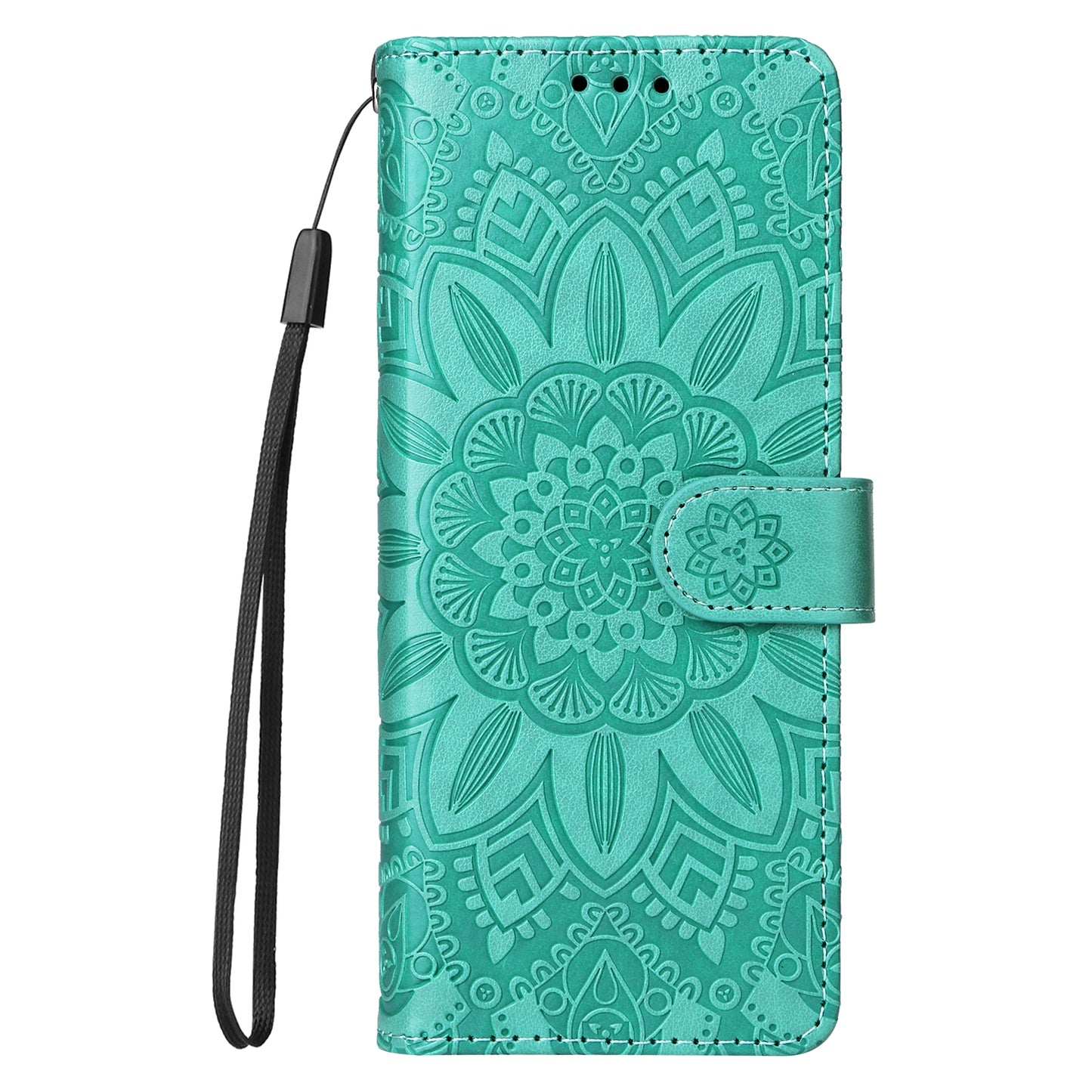 Samsung Galaxy Z Fold4 5G Sunflower Embossed Leather Wallet Phone Case with Kickstand and Card Holder