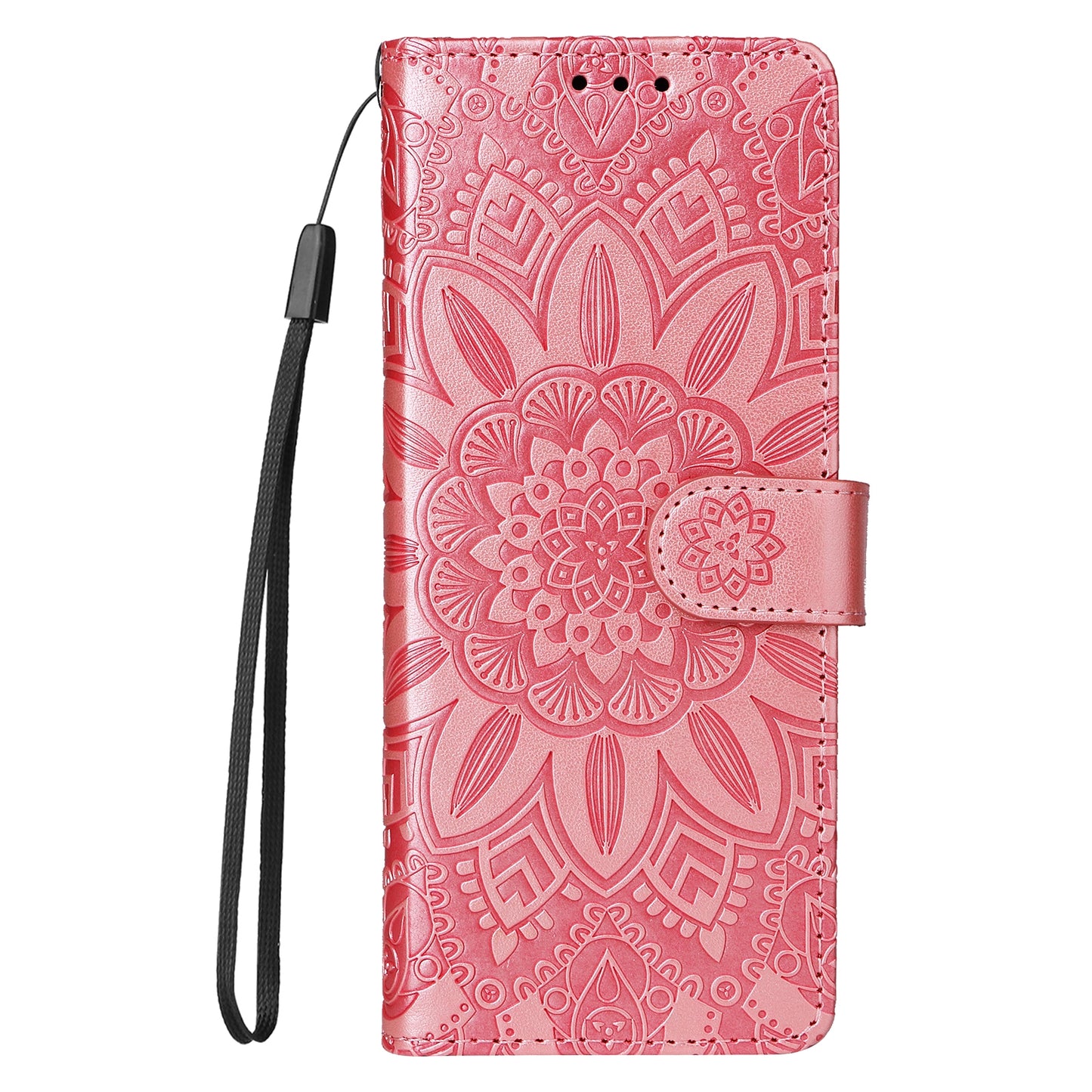 Samsung Galaxy Z Fold4 5G Sunflower Embossed Leather Wallet Phone Case with Kickstand and Card Holder