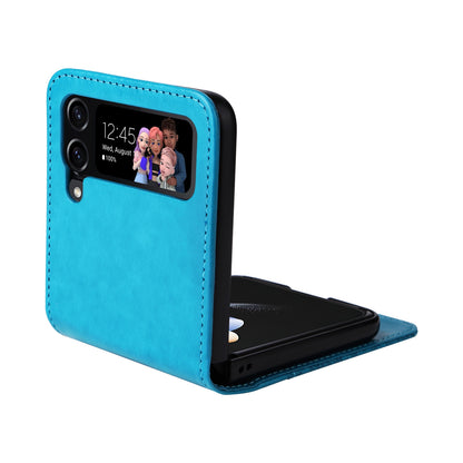 Samsung Galaxy Z Flip4 5G Sunflower Embossed Leather Wallet Phone Case with Kickstand and Card Holder