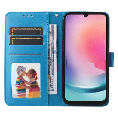 Samsung Galaxy A24 4G Sunflower Embossed Leather Wallet Phone Case with Kickstand and Card Holder