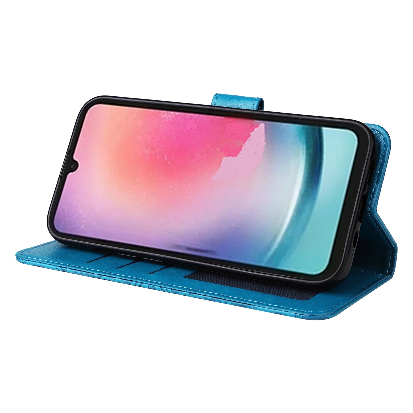 Samsung Galaxy A24 4G Sunflower Embossed Leather Wallet Phone Case with Kickstand and Card Holder