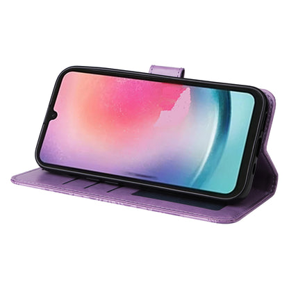 Samsung Galaxy A24 4G Sunflower Embossed Leather Wallet Phone Case with Kickstand and Card Holder