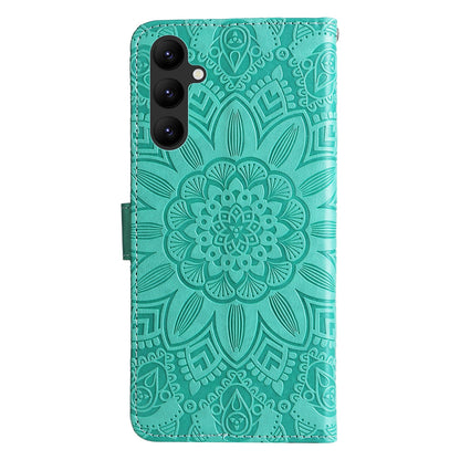 Samsung Galaxy A24 4G Sunflower Embossed Leather Wallet Phone Case with Kickstand and Card Holder