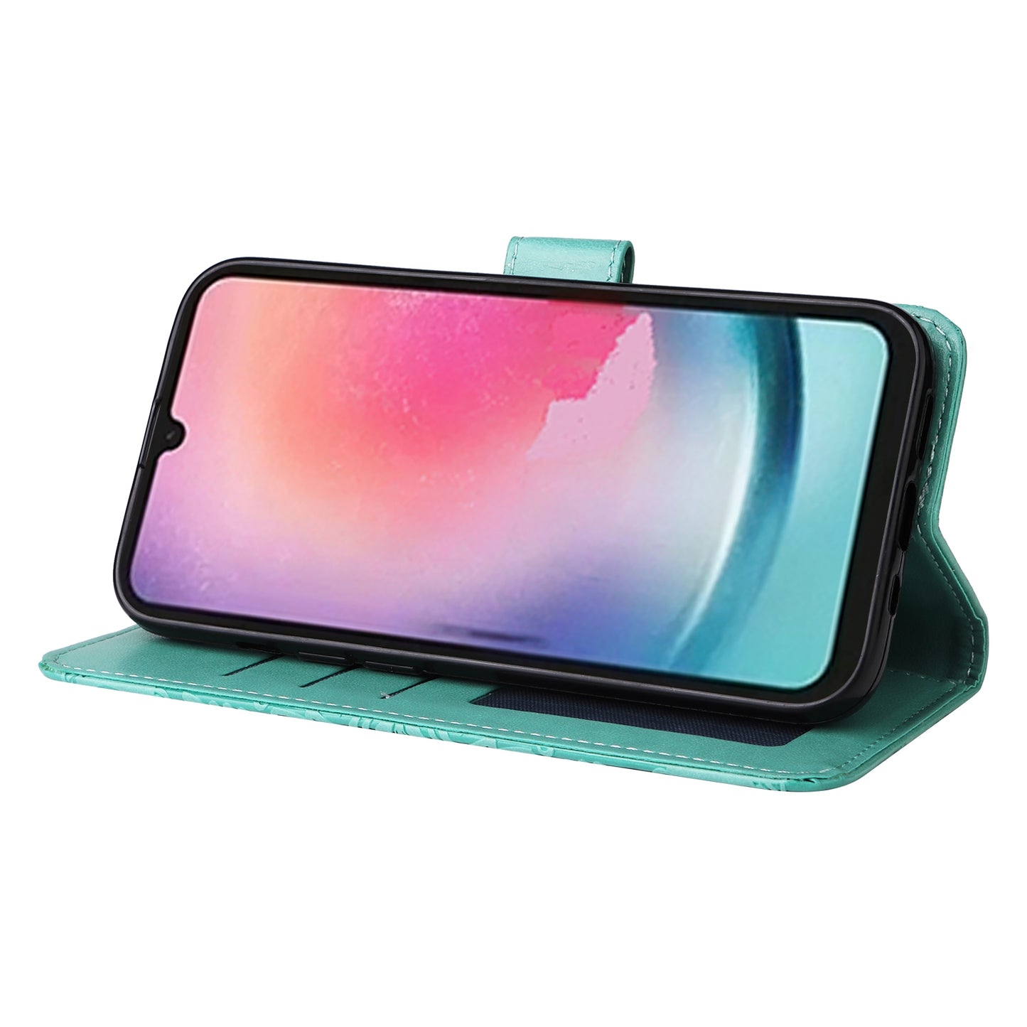 Samsung Galaxy A24 4G Sunflower Embossed Leather Wallet Phone Case with Kickstand and Card Holder