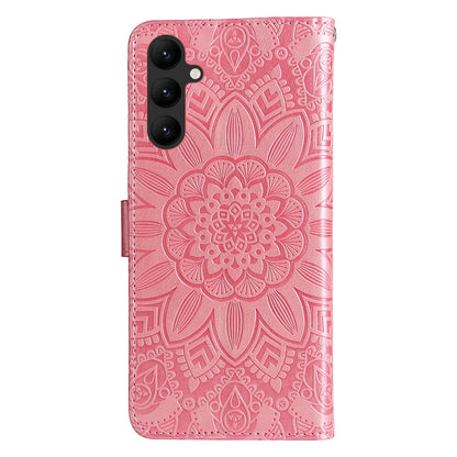 Samsung Galaxy A24 4G Sunflower Embossed Leather Wallet Phone Case with Kickstand and Card Holder