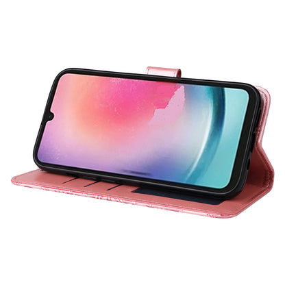 Samsung Galaxy A24 4G Sunflower Embossed Leather Wallet Phone Case with Kickstand and Card Holder