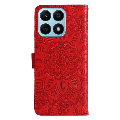 Honor X8a Sunflower Embossed Leather Wallet Phone Case with Kickstand and Card Holder