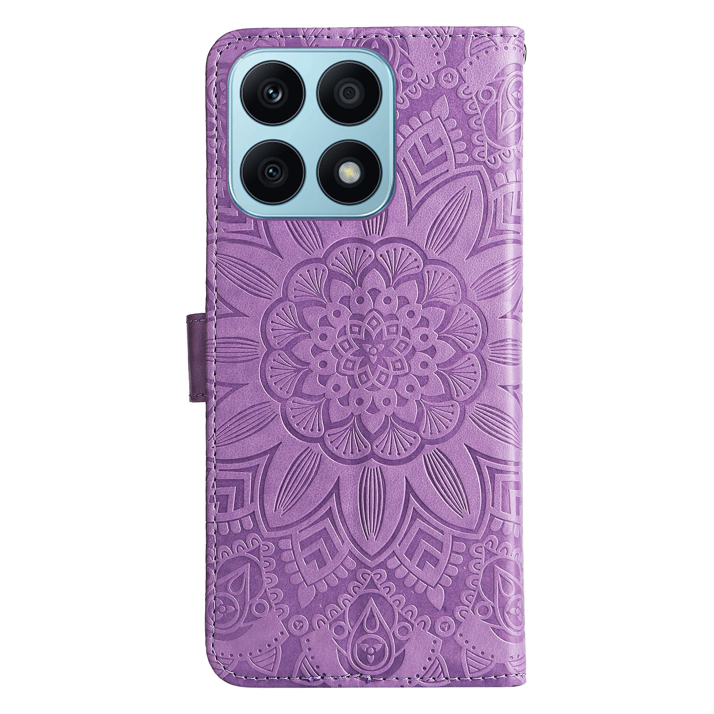 Honor X8a Sunflower Embossed Leather Wallet Phone Case with Kickstand and Card Holder