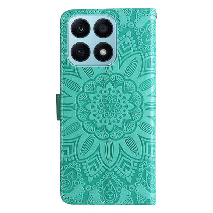 Honor X8a Sunflower Embossed Leather Wallet Phone Case with Kickstand and Card Holder