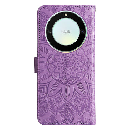 Honor X9a Sunflower Embossed Leather Wallet Phone Case with Kickstand and Card Holder