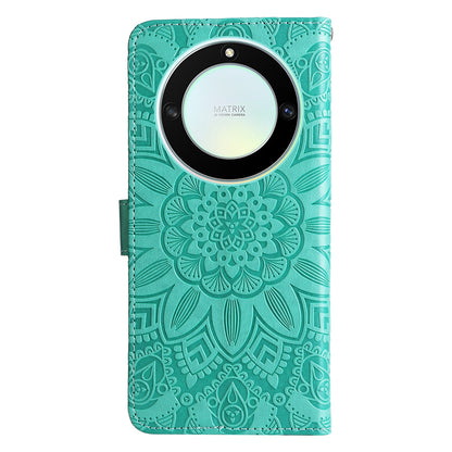 Honor X9a Sunflower Embossed Leather Wallet Phone Case with Kickstand and Card Holder