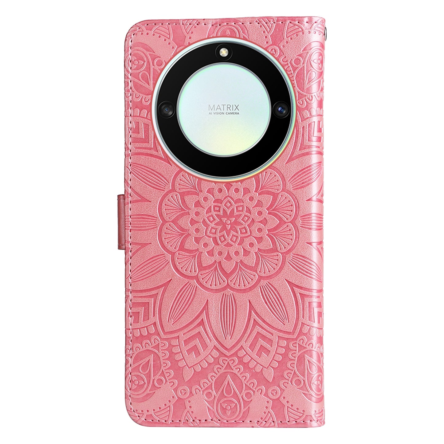 Honor X9a Sunflower Embossed Leather Wallet Phone Case with Kickstand and Card Holder