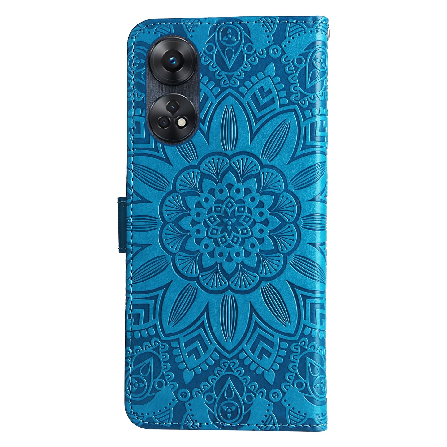 OPPO Reno8 T 4G Sunflower Embossed Leather Wallet Phone Case with Kickstand and Card Holder