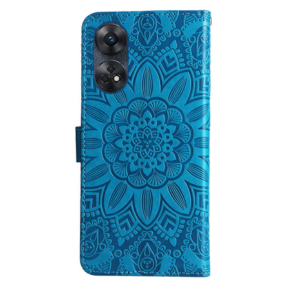 OPPO Reno8 T 4G Sunflower Embossed Leather Wallet Phone Case with Kickstand and Card Holder