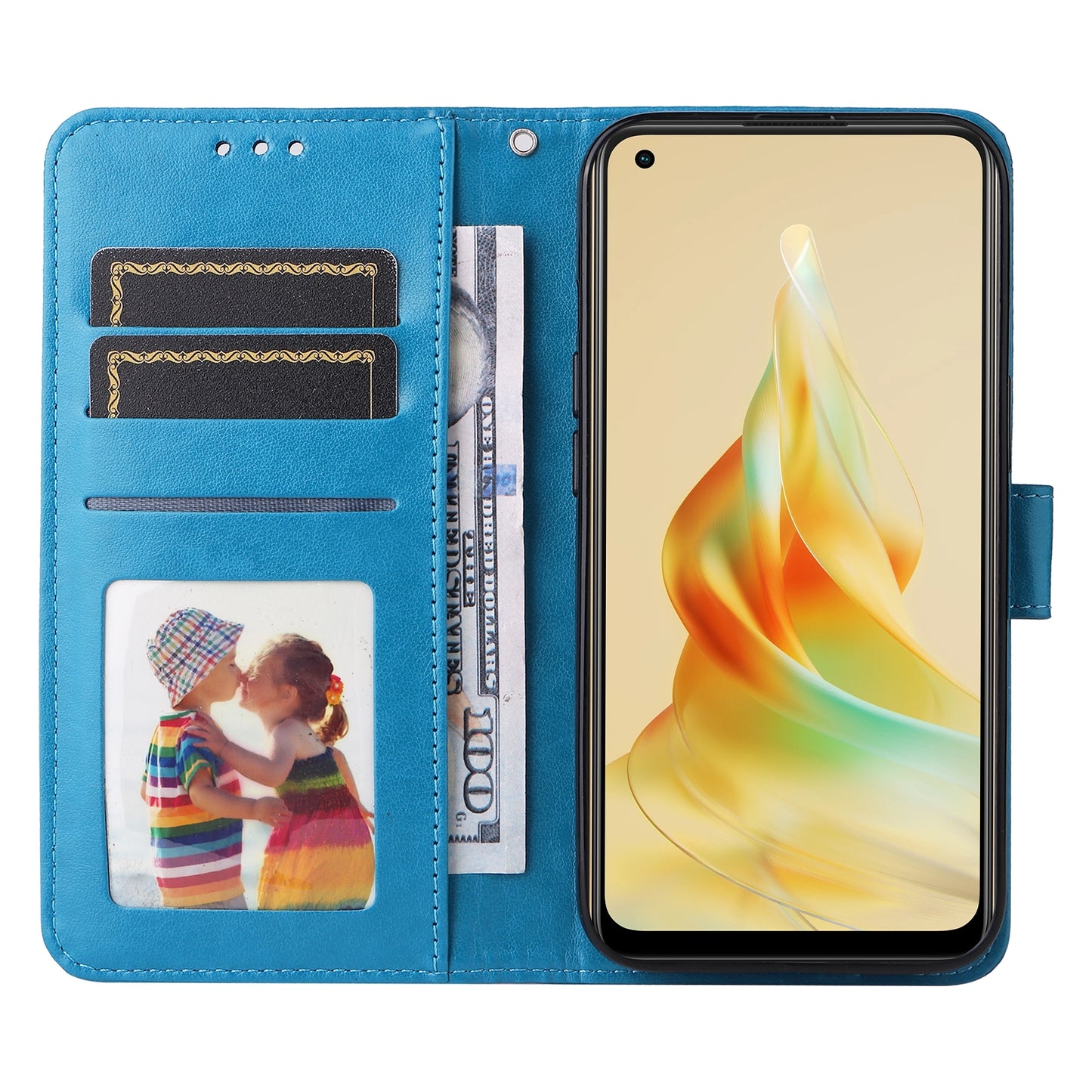 OPPO Reno8 T 4G Sunflower Embossed Leather Wallet Phone Case with Kickstand and Card Holder