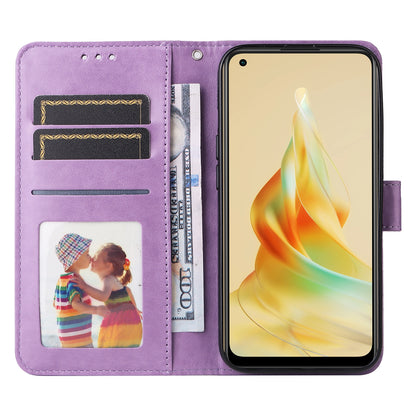 OPPO Reno8 T 4G Sunflower Embossed Leather Wallet Phone Case with Kickstand and Card Holder