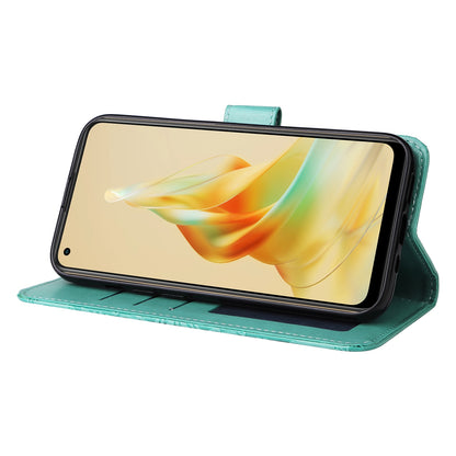 OPPO Reno8 T 4G Sunflower Embossed Leather Wallet Phone Case with Kickstand and Card Holder