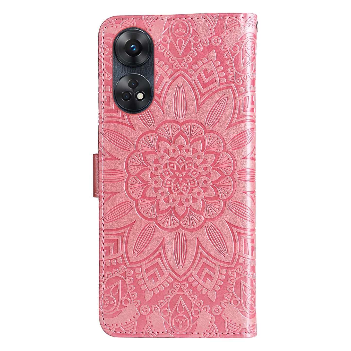 OPPO Reno8 T 4G Sunflower Embossed Leather Wallet Phone Case with Kickstand and Card Holder