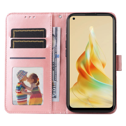 OPPO Reno8 T 4G Sunflower Embossed Leather Wallet Phone Case with Kickstand and Card Holder