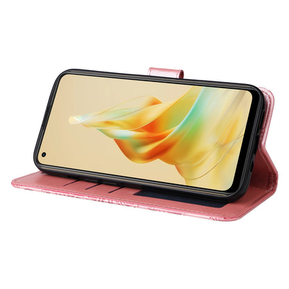 OPPO Reno8 T 4G Sunflower Embossed Leather Wallet Phone Case with Kickstand and Card Holder