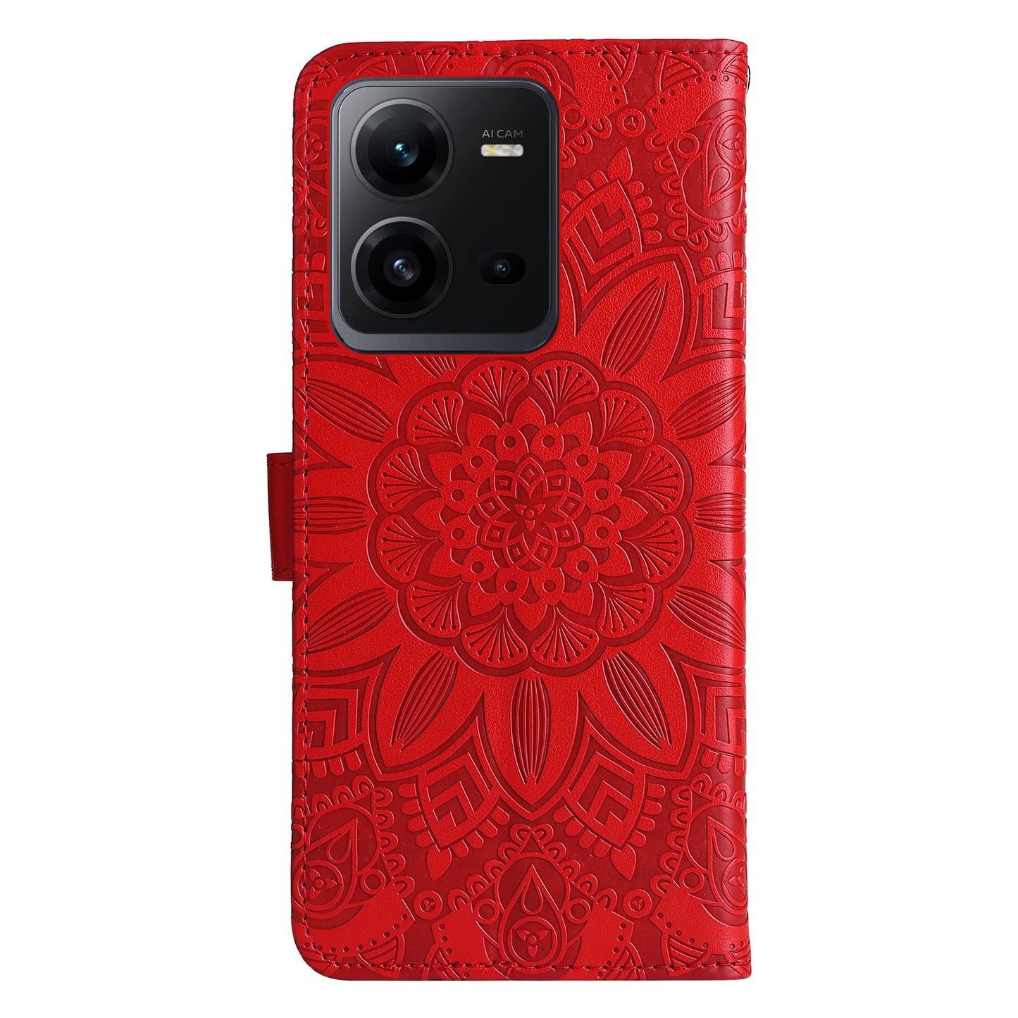 vivo V25e 4G Sunflower Embossed Leather Wallet Phone Case with Kickstand and Card Holder