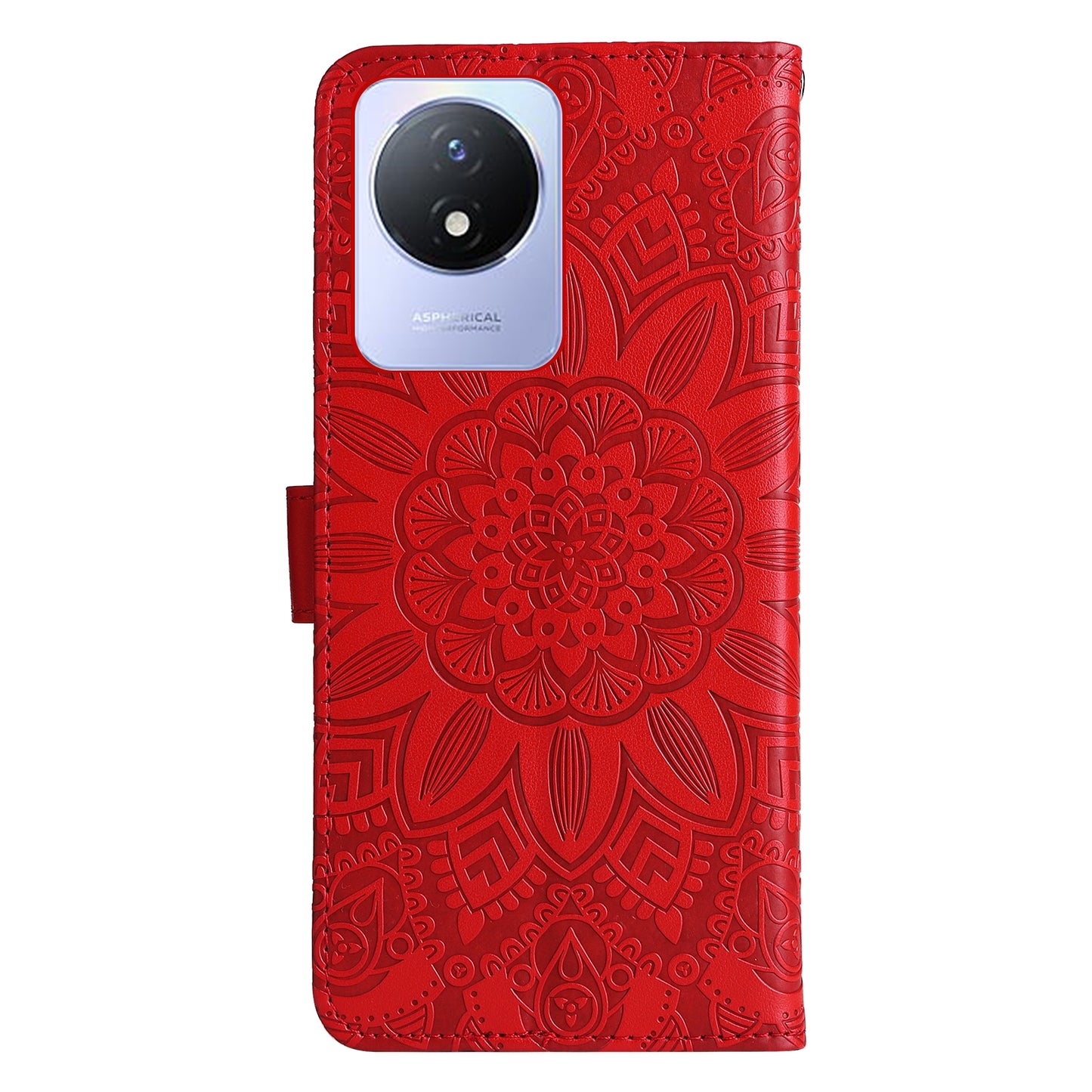 vivo Y02 4G Sunflower Embossed Leather Wallet Phone Case with Kickstand and Card Holder