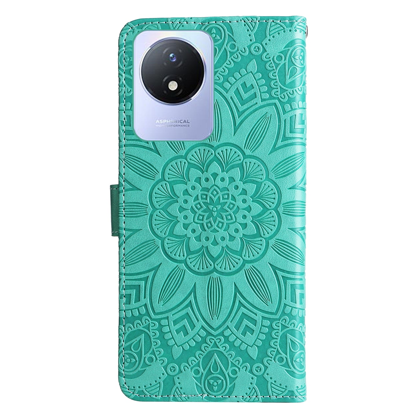 vivo Y02 4G Sunflower Embossed Leather Wallet Phone Case with Kickstand and Card Holder