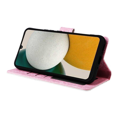 Samsung Galaxy A34 5G Luxury Bronzing Leather Case - Floral RFID Wallet Cover with Stand & Card Slots