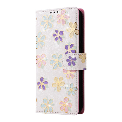 Samsung Galaxy A34 5G Luxury Bronzing Leather Case - Floral RFID Wallet Cover with Stand & Card Slots