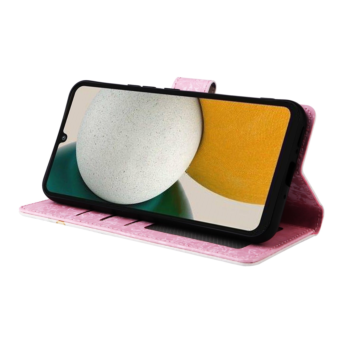 Samsung Galaxy A34 5G Luxury Bronzing Leather Case - Floral RFID Wallet Cover with Stand & Card Slots