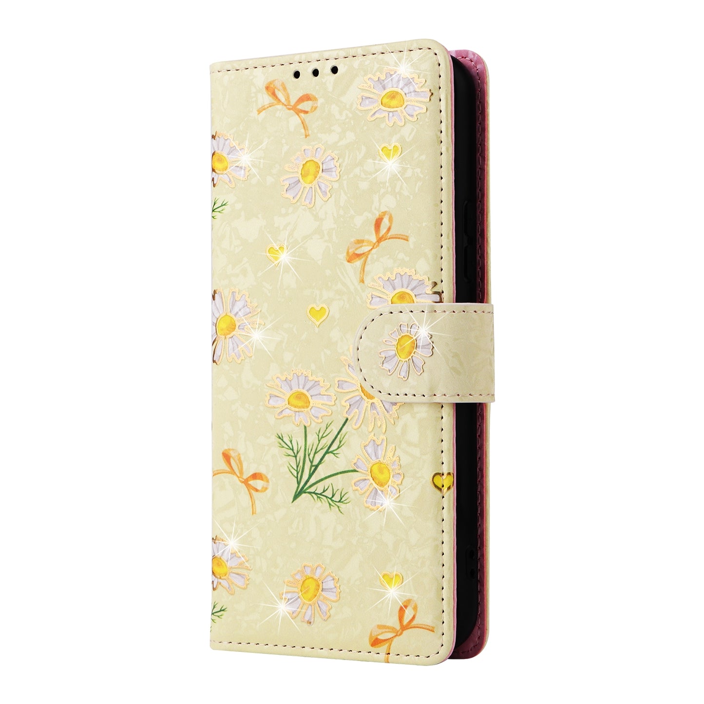 Samsung Galaxy A34 5G Luxury Bronzing Leather Case - Floral RFID Wallet Cover with Stand & Card Slots