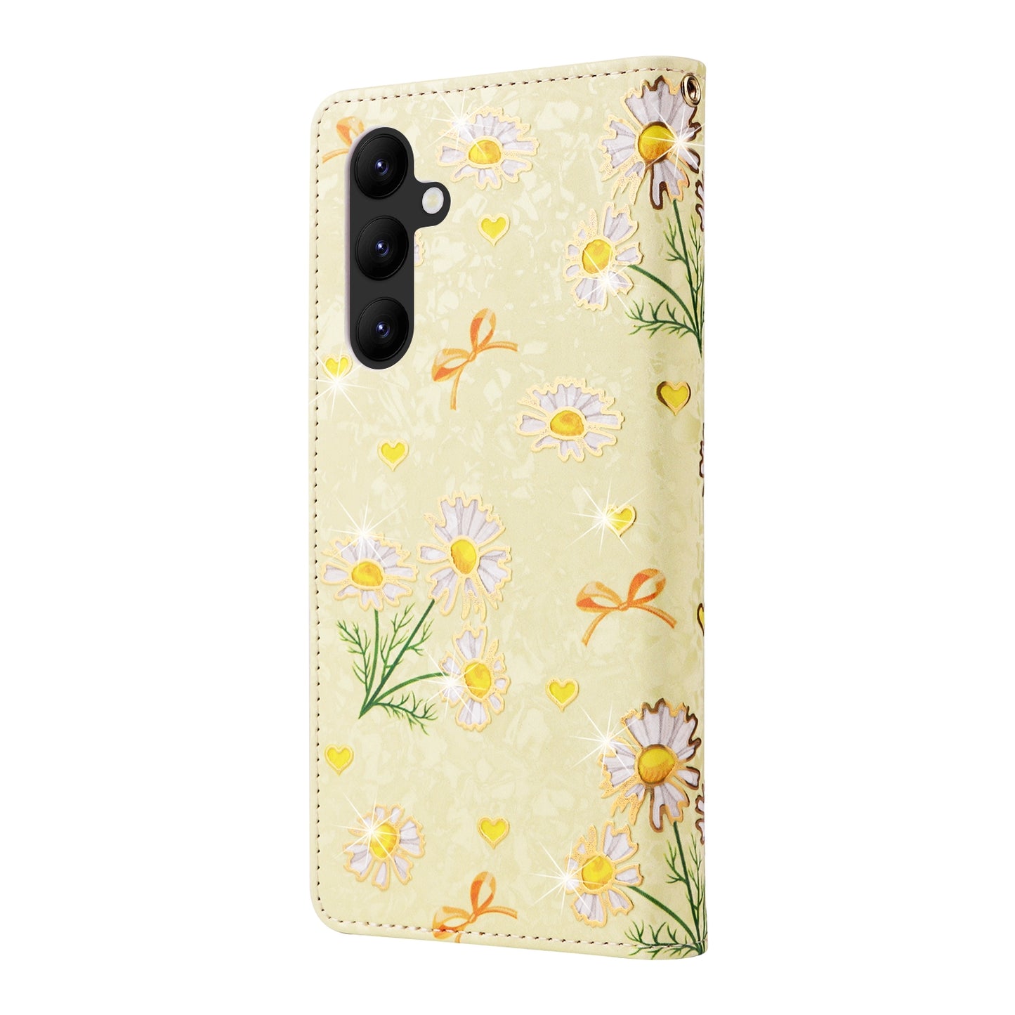 Samsung Galaxy A34 5G Luxury Bronzing Leather Case - Floral RFID Wallet Cover with Stand & Card Slots