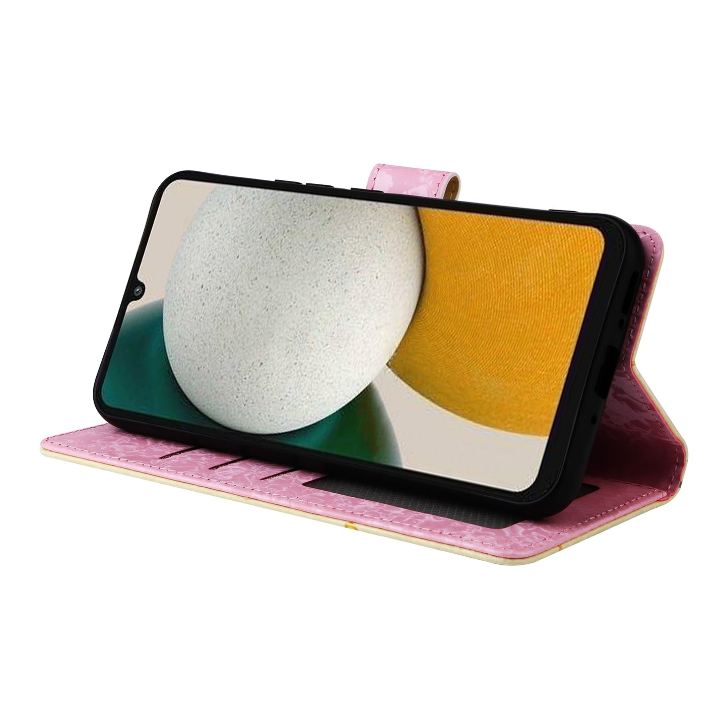 Samsung Galaxy A34 5G Luxury Bronzing Leather Case - Floral RFID Wallet Cover with Stand & Card Slots