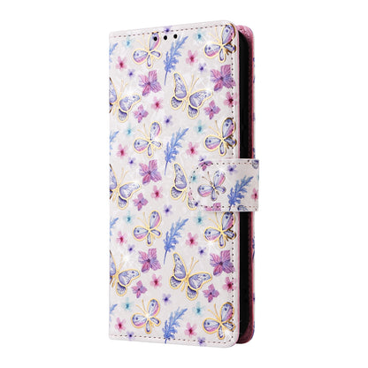 Samsung Galaxy A34 5G Luxury Bronzing Leather Case - Floral RFID Wallet Cover with Stand & Card Slots