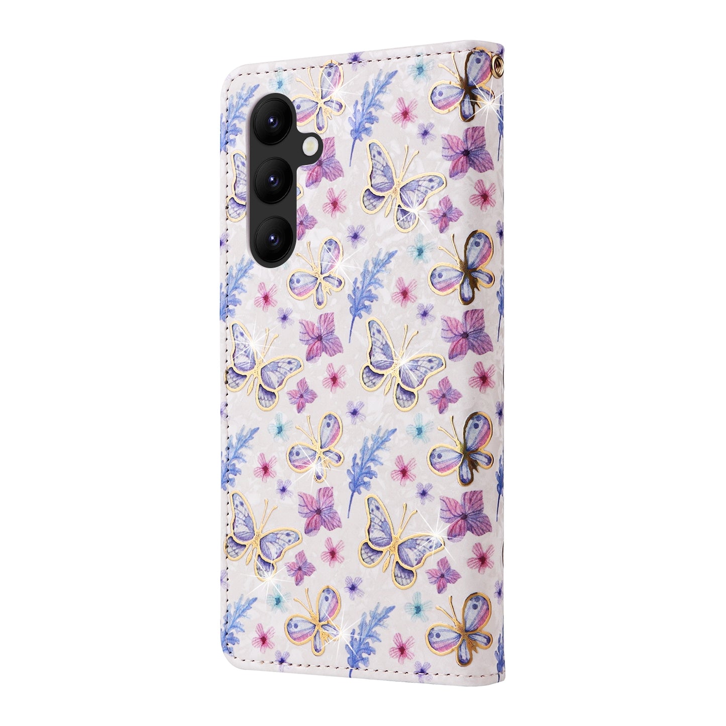 Samsung Galaxy A34 5G Luxury Bronzing Leather Case - Floral RFID Wallet Cover with Stand & Card Slots