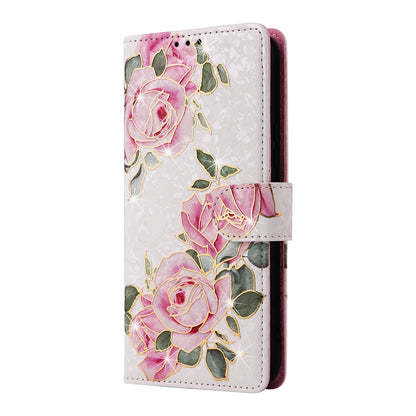 Samsung Galaxy A34 5G Luxury Bronzing Leather Case - Floral RFID Wallet Cover with Stand & Card Slots