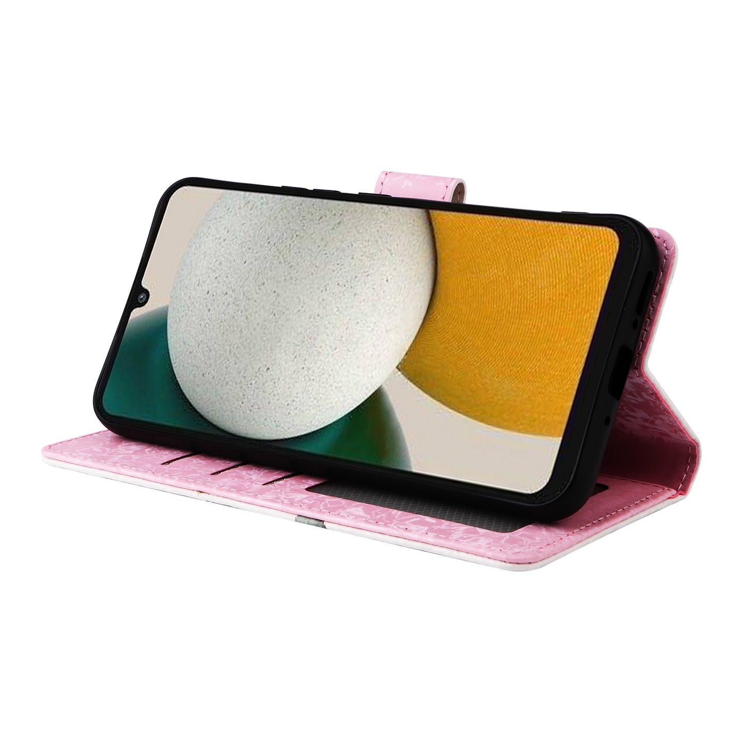 Samsung Galaxy A34 5G Luxury Bronzing Leather Case - Floral RFID Wallet Cover with Stand & Card Slots