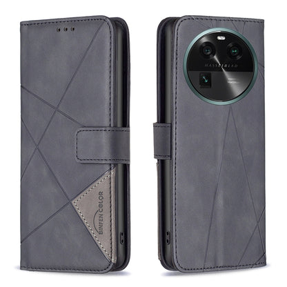 OPPO Find X6 5G Rhombus Texture Leather Phone Case with Magnetic Buckle and Card Holder