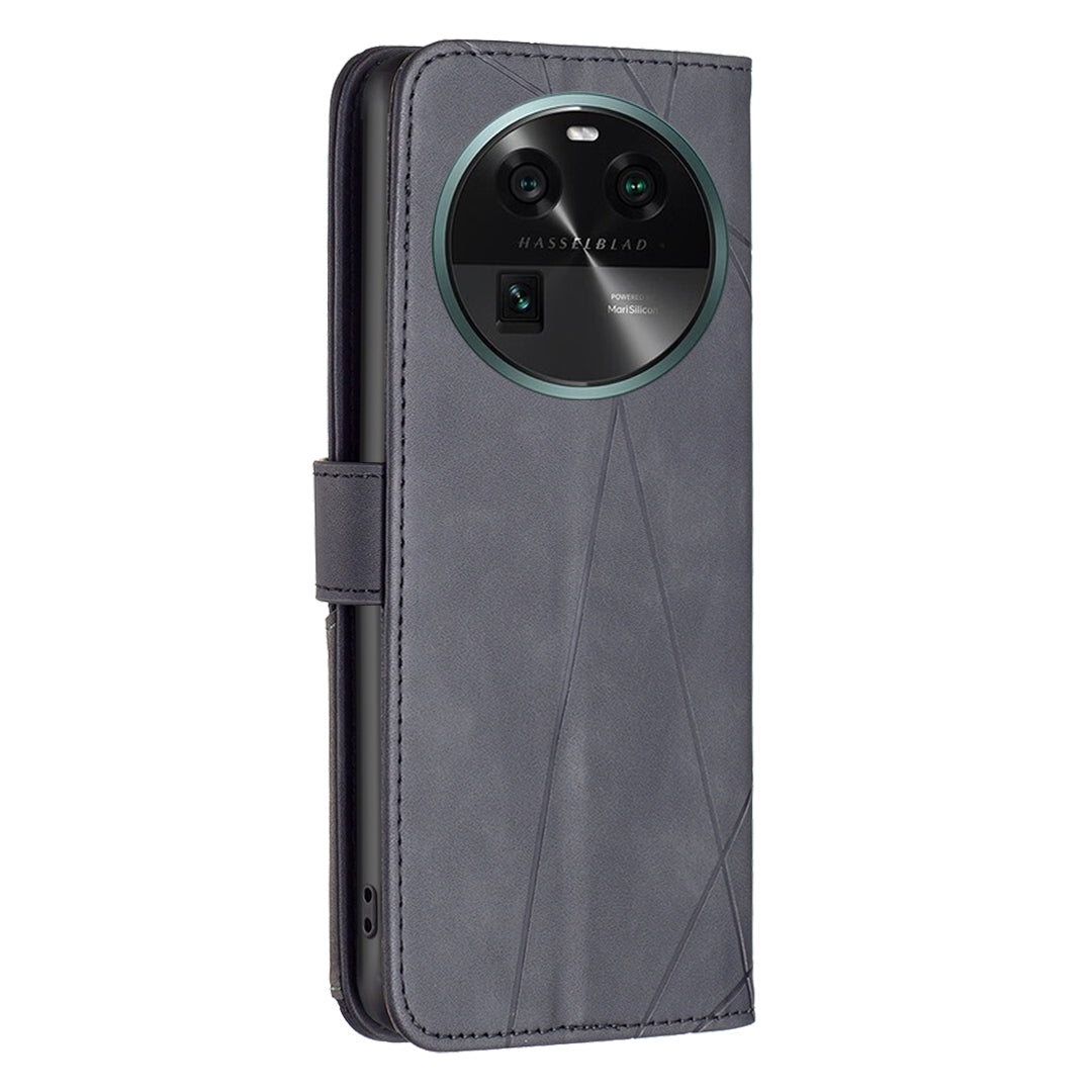 OPPO Find X6 5G Rhombus Texture Leather Phone Case with Magnetic Buckle and Card Holder