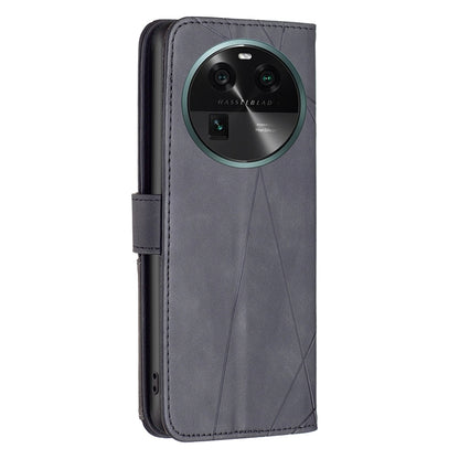 OPPO Find X6 5G Rhombus Texture Leather Phone Case with Magnetic Buckle and Card Holder