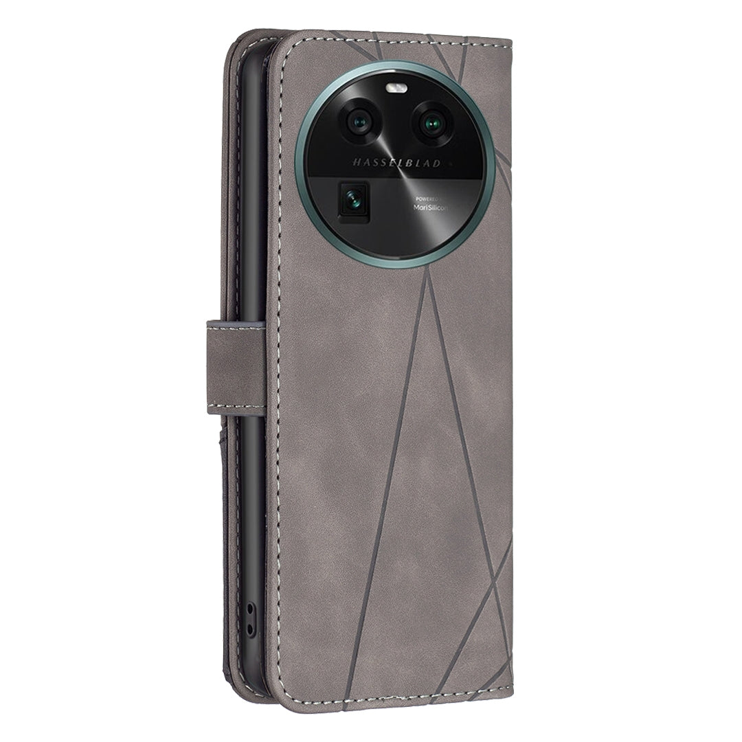 OPPO Find X6 5G Rhombus Texture Leather Phone Case with Magnetic Buckle and Card Holder