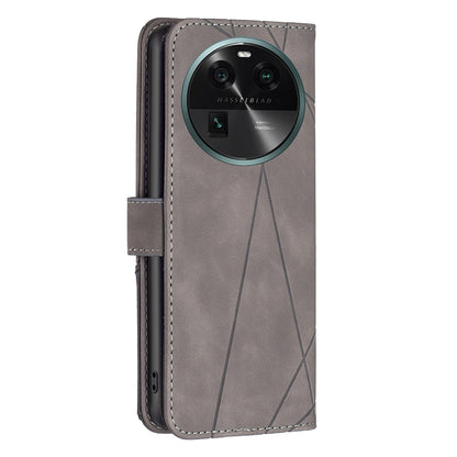 OPPO Find X6 5G Rhombus Texture Leather Phone Case with Magnetic Buckle and Card Holder