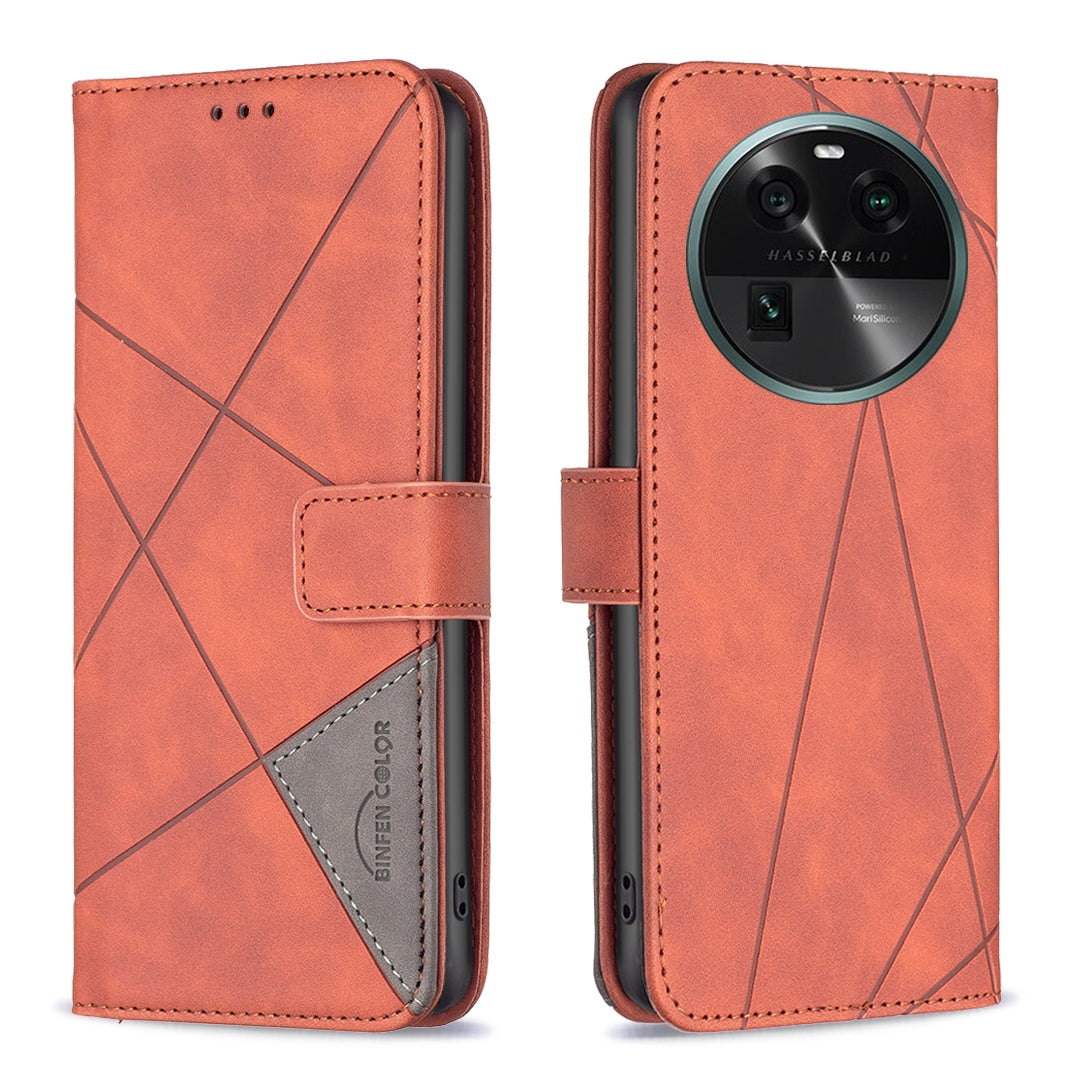 OPPO Find X6 5G Rhombus Texture Leather Phone Case with Magnetic Buckle and Card Holder