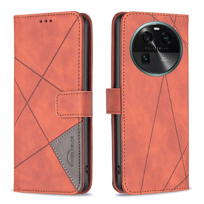 OPPO Find X6 5G Rhombus Texture Leather Phone Case with Magnetic Buckle and Card Holder