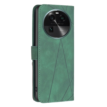 OPPO Find X6 5G Rhombus Texture Leather Phone Case with Magnetic Buckle and Card Holder