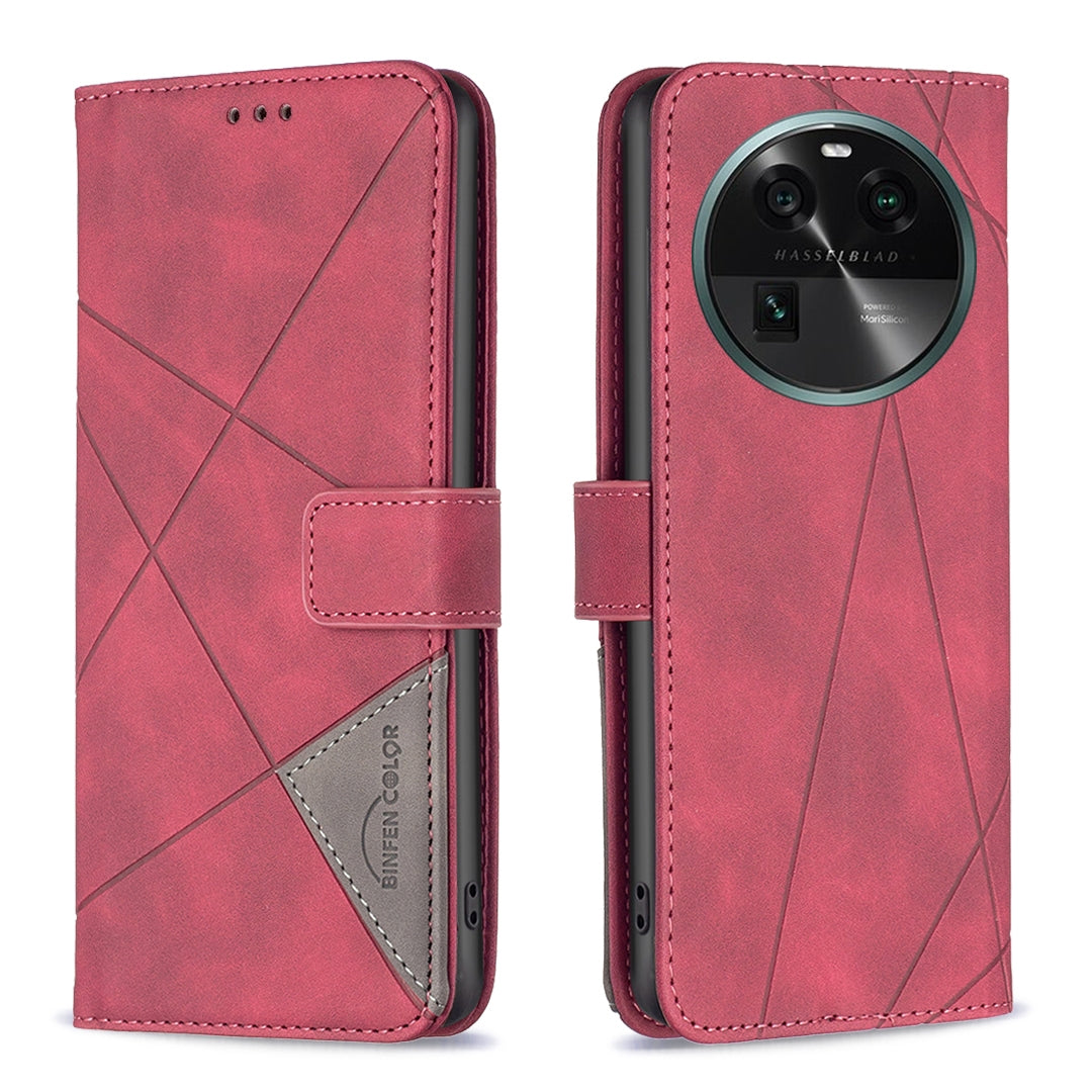 OPPO Find X6 5G Rhombus Texture Leather Phone Case with Magnetic Buckle and Card Holder