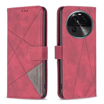 OPPO Find X6 5G Rhombus Texture Leather Phone Case with Magnetic Buckle and Card Holder