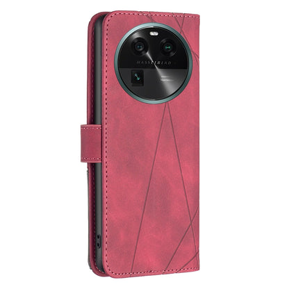 OPPO Find X6 5G Rhombus Texture Leather Phone Case with Magnetic Buckle and Card Holder